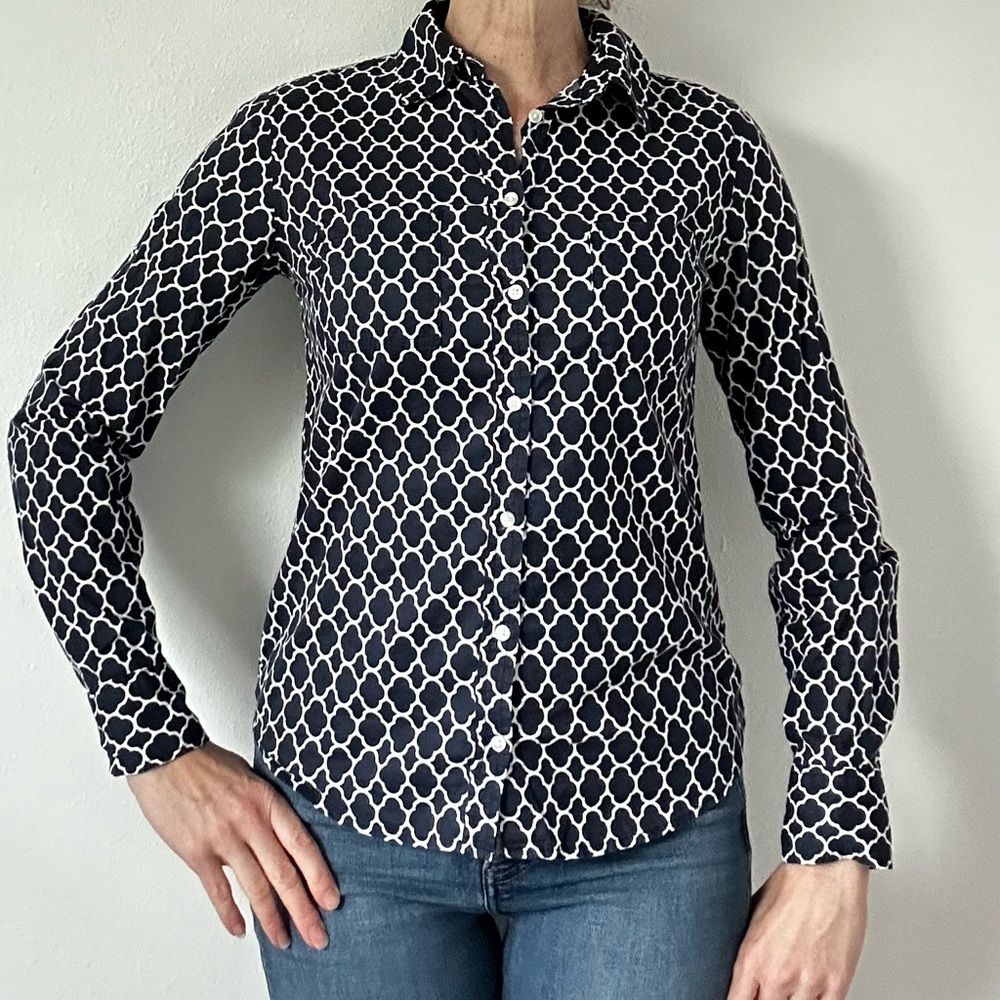 Merona Navy and White Button Down Shirt